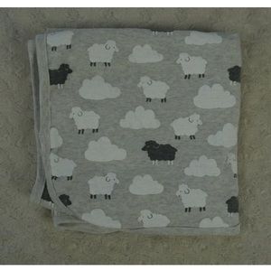 Carter's Sheep Lamb Cloud Baby Blanket Gray White Jersey Knit Security Lovey
